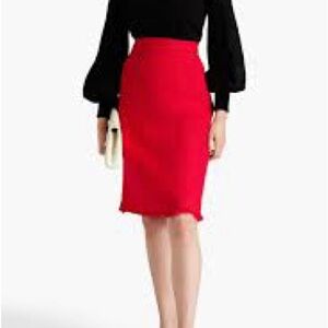 OSCAR DE LA RENTA Frayed Wool-blend Tweed Skirt Sz 14‎